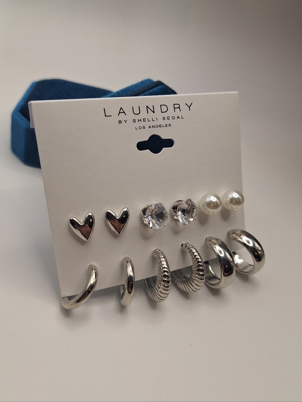 Laundry by Shelli Segal Silver Hoop Stud Earrings 6 Pair Set NWT